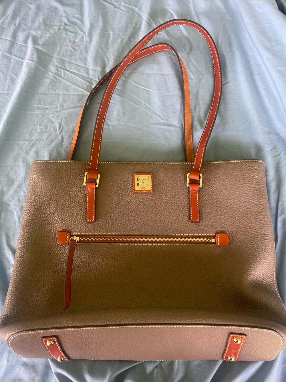 Dooney & Bourke Brown Tote with Cognac Trim